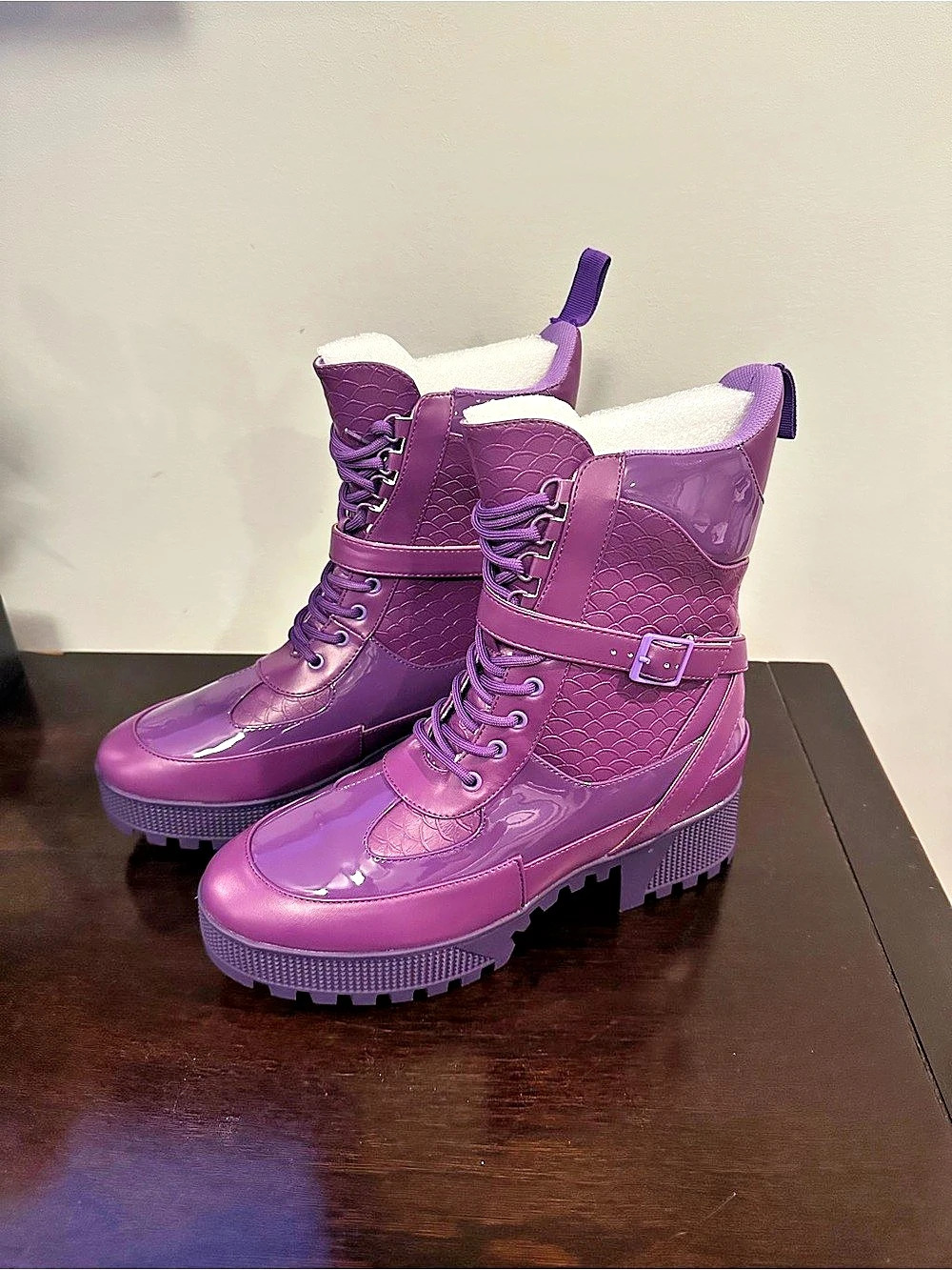 Cape Robbin Hot Rod Chunky Heel Combat Boots Purple US 10
